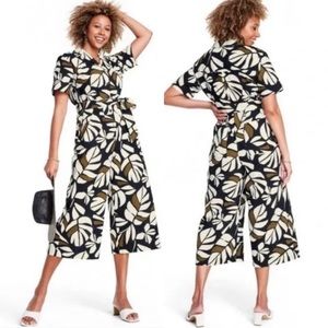 Black and White Botanical Print Jumpsuit